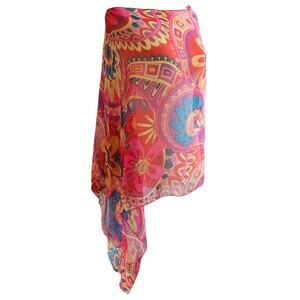 Y2k Silk Poncho Style Blouse Sheer Paisley Boho Fairycore - One Size